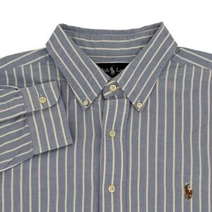 Ralph Lauren Classic Fit Mens XXL Blue White Striped Oxford Button Down Shirt